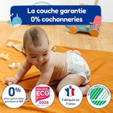 - Rozmiar pieluszki 4 (7 – 18 kg) – dla skóry wrażliwej – naturalny i bardzo chłonny – 12 godzin szczelności – ohne unerwünschte Inhaltsstoffe – wyprodukowano we Francji – 132 pieluszki