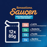 Felix Sensations Sauces Mokra karma dla kotów, mieszanka ryb, opakowanie 6 sztuk (6 x 12 saszetek po 85 g każda)