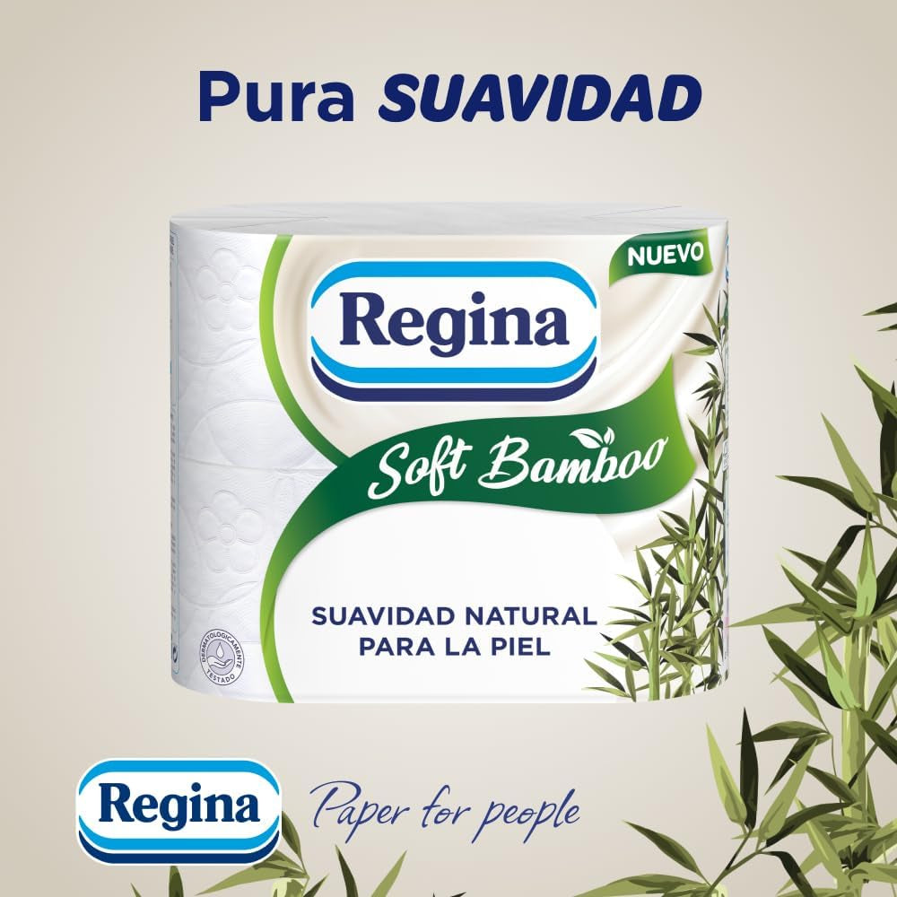 Papier Toaletowy Regina Soft Bamboo, 40 Rolek, 3 Warstwy, 160 Arkuszy, Naturalna Miękkość dla Twojej Skóry, Papier Toaletowy z Włókna Bambusowego, Opakowania Papierowe, Certyfikat Fsc