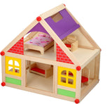 Marionetka Drewniane Zabawki - Drewniany domek dla lalek z meblami i lalkami - 11 sztuk Domki dla lalek Naty Shop