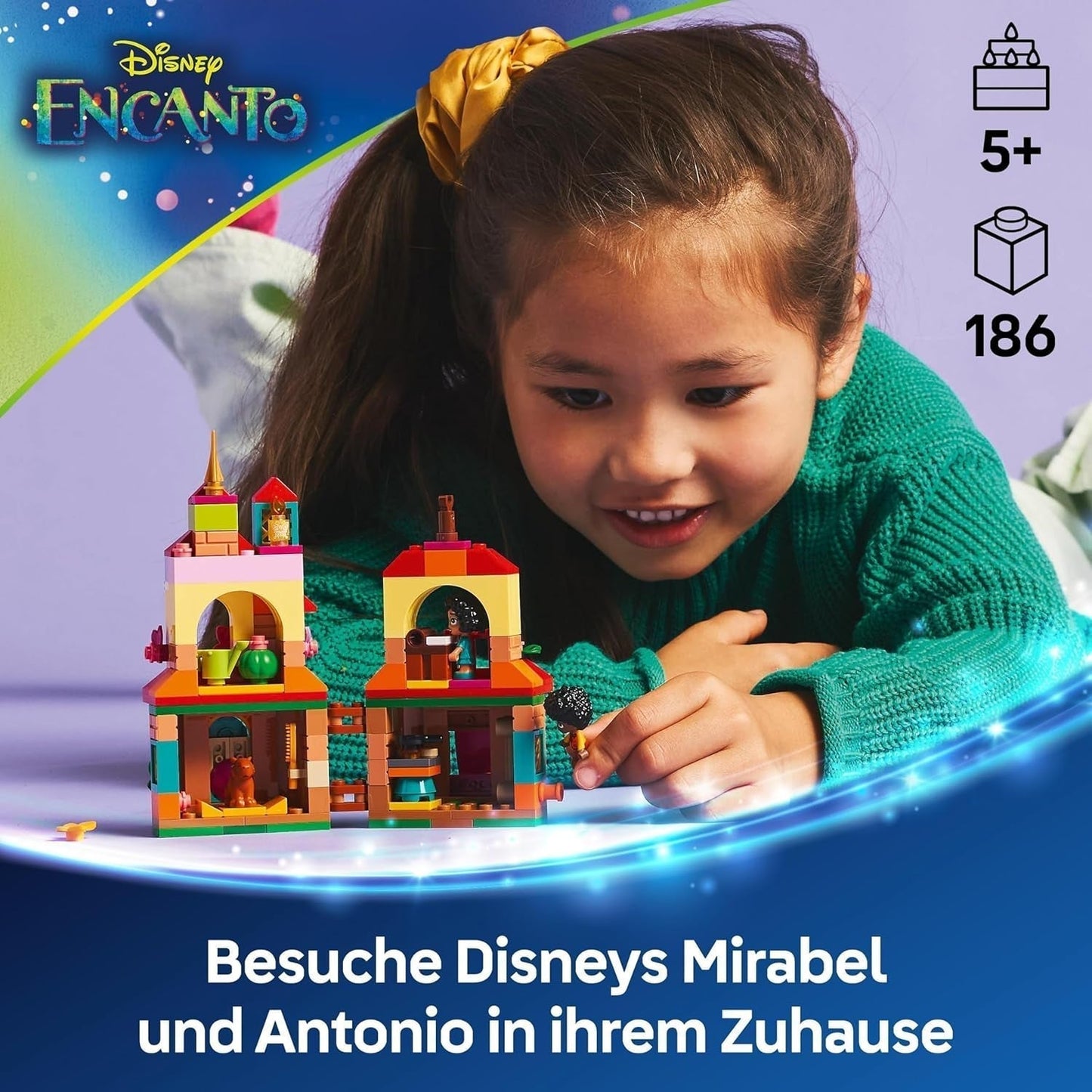 LEGO® Disney Mini Domek Encanto, zabawka konstrukcyjna dla dziewczynek od 5 lat, zabawka fantasy i zestaw konstrukcyjny z mini lalkami Mirabel i Antonio, figurką Kapibary i kluczem 43261 Zestawy konstrukcyjne Besuche den LEGO-Store