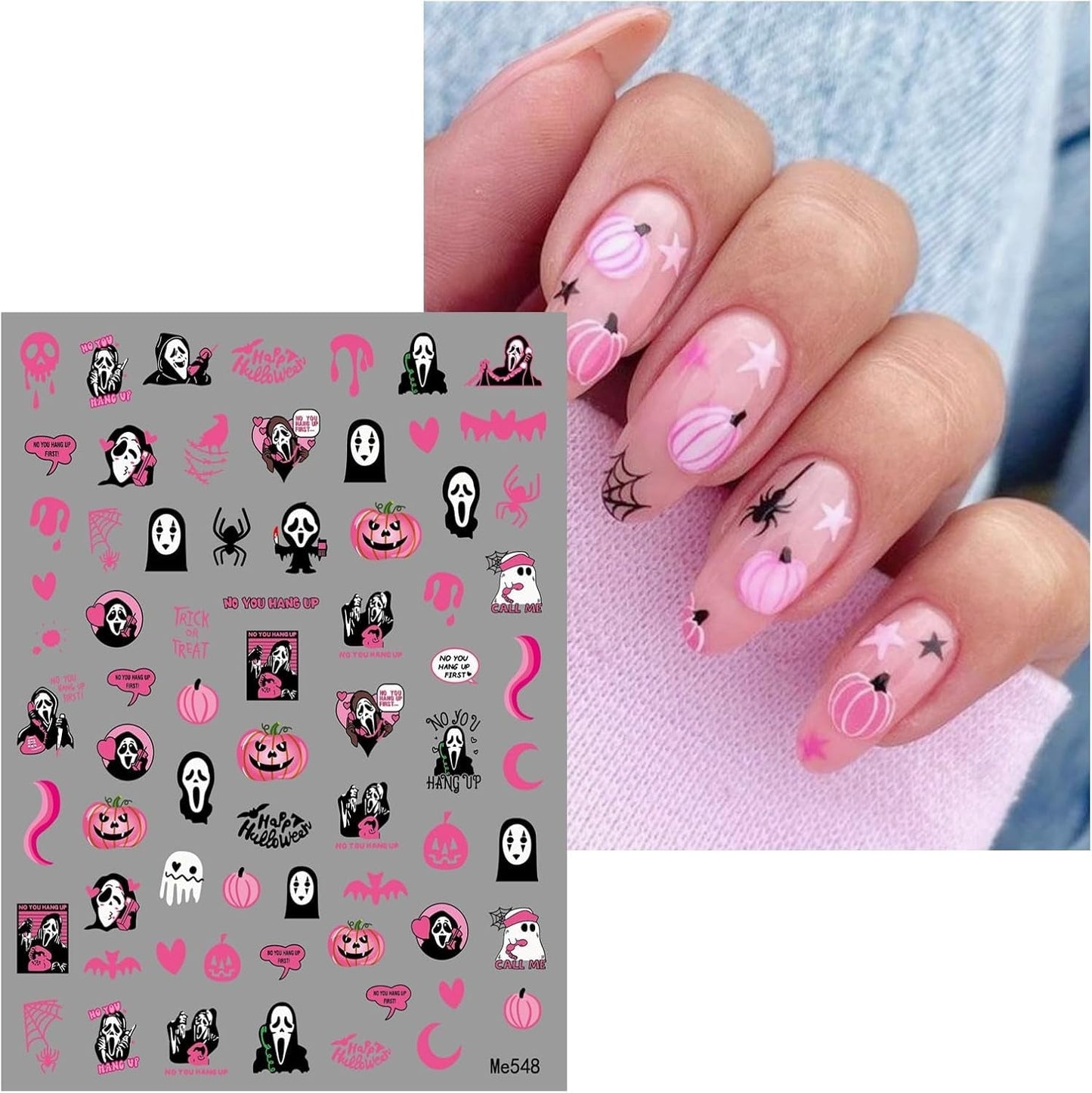 JMEOWIO Nagelsticker Halloween 9 Blatt Nail Art Naklejka Selbstklebend Nagelaufkleber Dekoration Nageldesign Zubehör