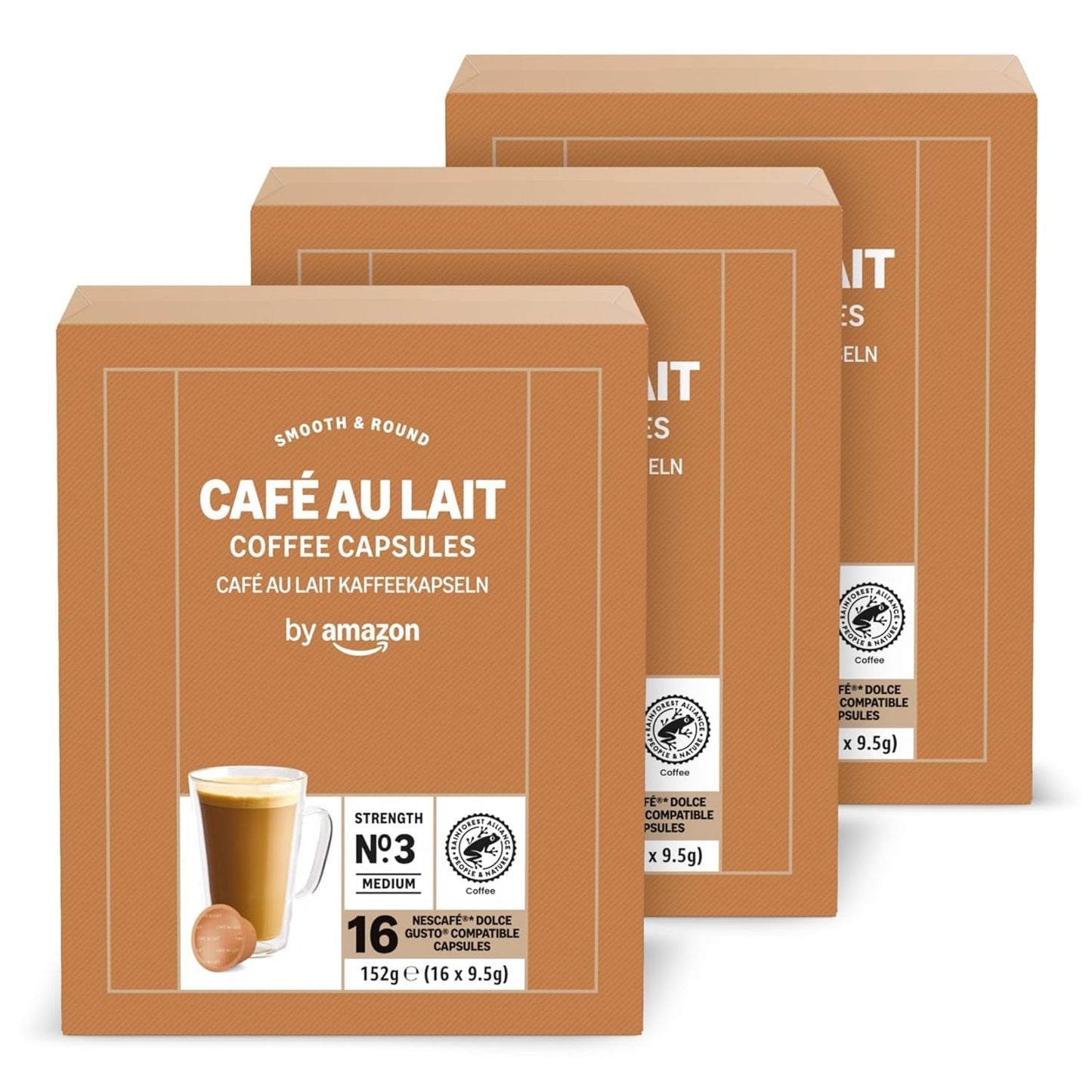 autorstwa Amazon Cafe au Lait Dolce Gusto kompatybilny Kaffeekapseln, 48 Kapseln (3 Packungen mit je 16 Stück)