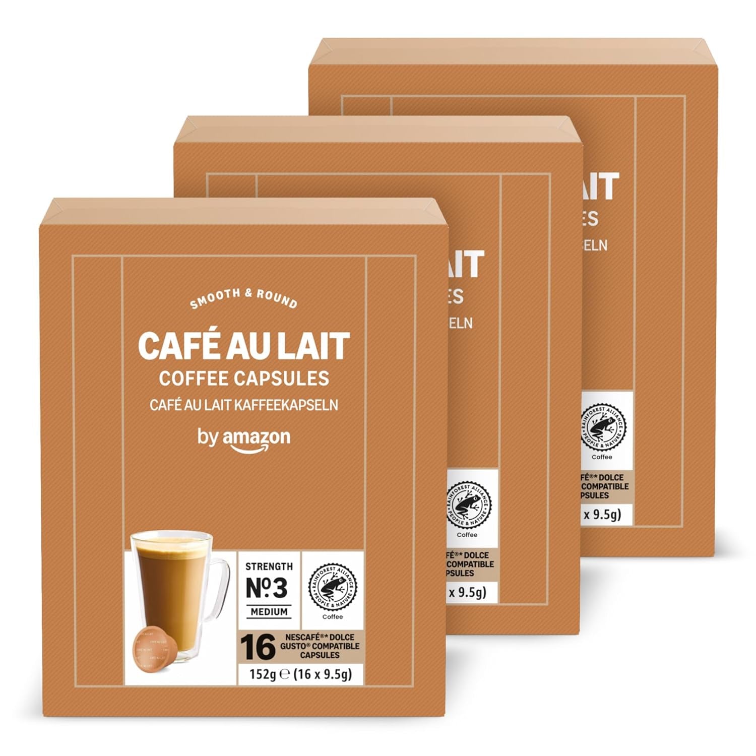autorstwa Amazon Cafe au Lait Dolce Gusto kompatybilny Kaffeekapseln, 48 Kapseln (3 Packungen mit je 16 Stück)
