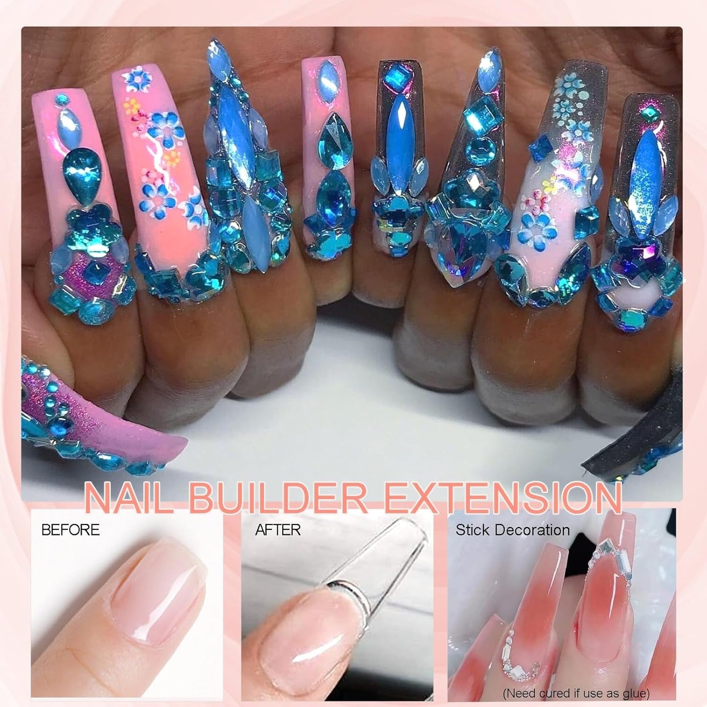 NAILGIL Stały żelowy lakier do paznokci, Stały żel do paznokci, Rzeźba 3D do paznokci z zestawem narzędzi, DIY Domowy salon, Przezroczysty 15G