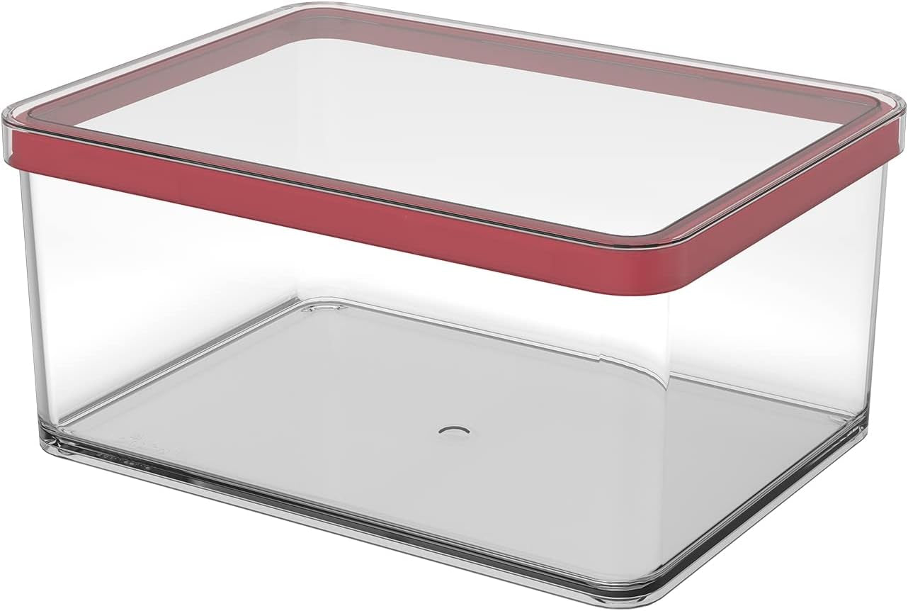 Rotho Loft Zestaw 5 słoików do przechowywania z pokrywkami, różne rozmiary, plastik niezawierający BPA (PP), przezroczysty/czerwony, (21,4 x 21,4 x 23,5 cm) Naty Shop Pudełka do przechowywania żywności o szerokości 2,25 l