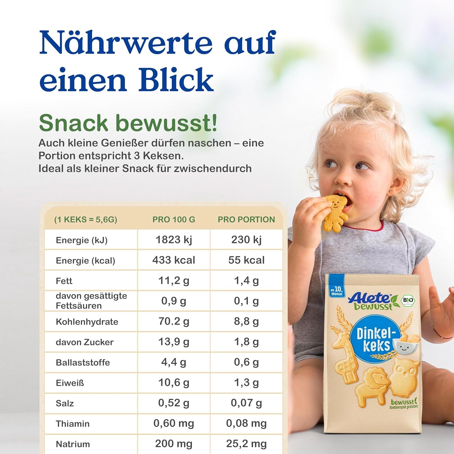 Alete Organic Crunchy Biscuits with Alac (4 x 125g) - Crunchy Alac Biscuits dla niemowląt, bez oleju palmowego, od 10 miesiąca
