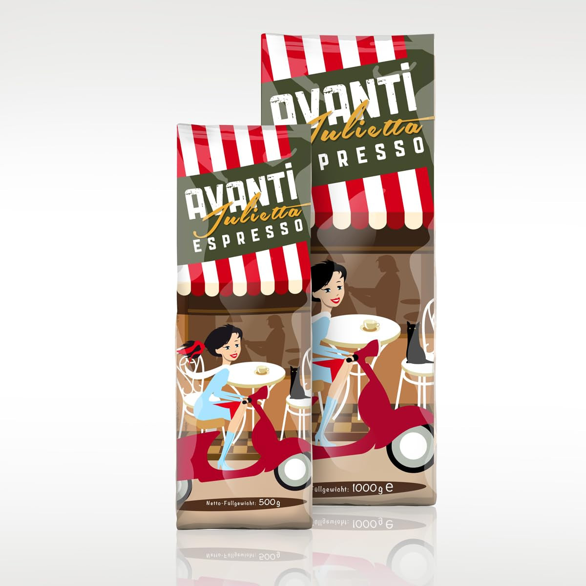 Kawa ziarnista AVANTI Julietta Espresso, 500g, 70% Arabica 30% Robusta, palenie tradycyjne w bębnie