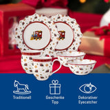 Villeroy & Boch - Zestaw śniadaniowy Toy's Delight dla 2 osób, wzór lokomotywy, 6 sztuk, kolorowy, bożonarodzeniowy, zestaw obiadowy z talerzami, filiżankami i miskami na śniadanie, świąteczne zastawy stołowe, porcelana Premium