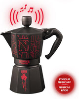 Bialetti Moka Express Stranger Things Ekspres do kawy na 6 filiżanek, przycisk muzyczny z funkcją ładowania USB-C, nie nadaje się do płyt indukcyjnych, 6 filiżanek (270 ml), czarny