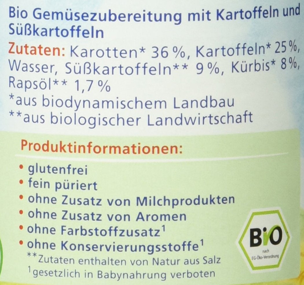 Ekologiczne warzywa z batatami, po 4 miesiącu, 190g