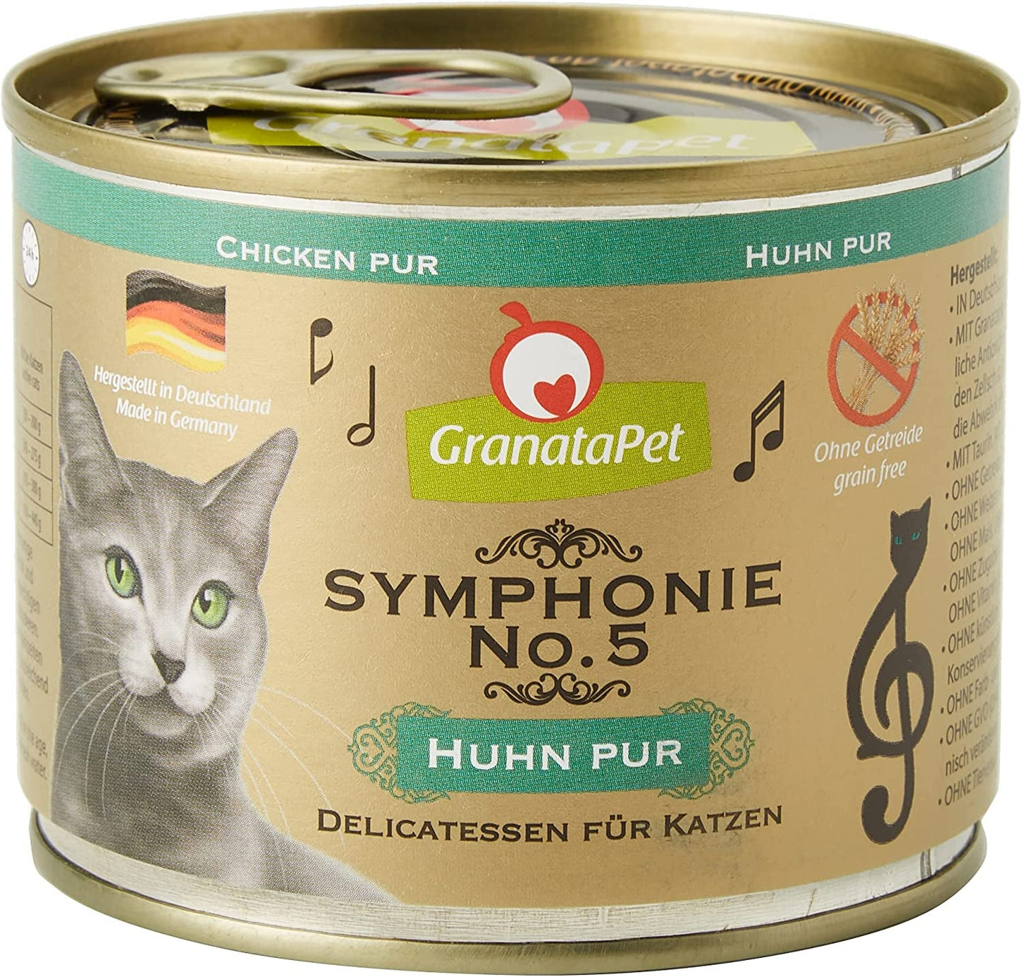 GranataPet Symphony No. 5 Pure Kurczak, karma dla kotów bez zbóż i cukru, filety w naturalnej galaretce, delikatna mokra karma dla kotów, 6 x 200g