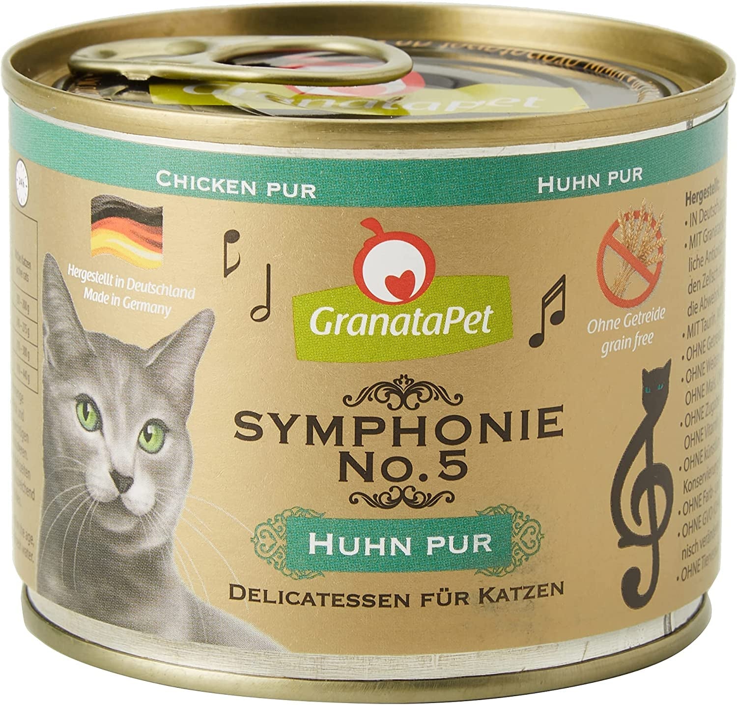 GranataPet Symphony No. 5 Pure Kurczak, karma dla kotów bez zbóż i cukru, filety w naturalnej galaretce, delikatna mokra karma dla kotów, 6 x 200g