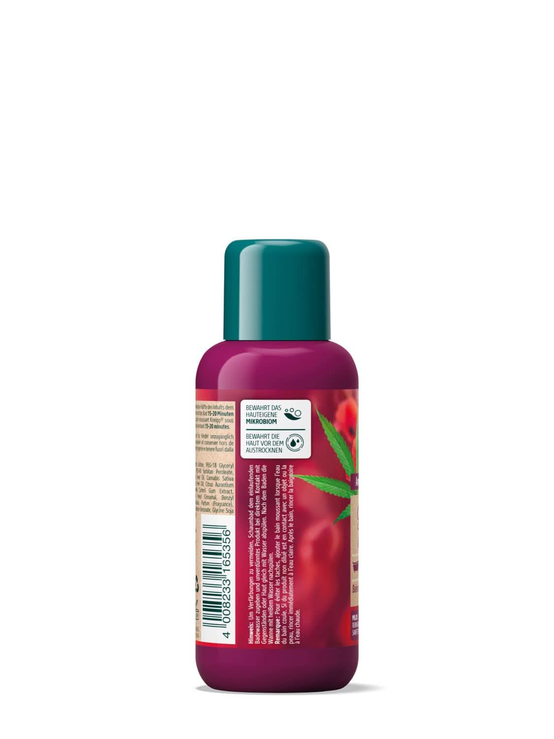 Kneipp Aroma, dodatek do kąpieli z naturalnymi olejkami z czerwonego maku i konopi, zapewniający uczucie miękkiej i gładkiej skóry, 100 ml Prysznic i kąpiel Naty Shop