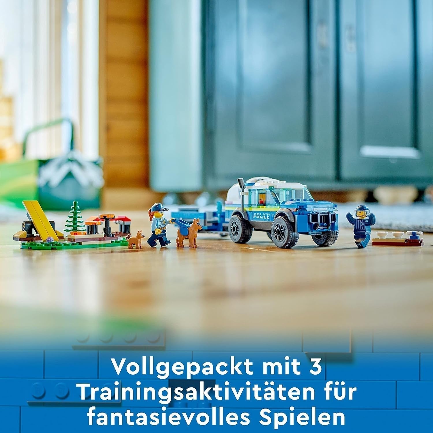 LEGO 60369 City Mobilne szkolenie psów policyjnych, zabawkowy radiowóz z przyczepą, figurki psa i szczeniaka, zestaw zwierząt dla dzieci w wieku powyżej 5 lat Zestawy do budowania Besuche den LEGO-Store