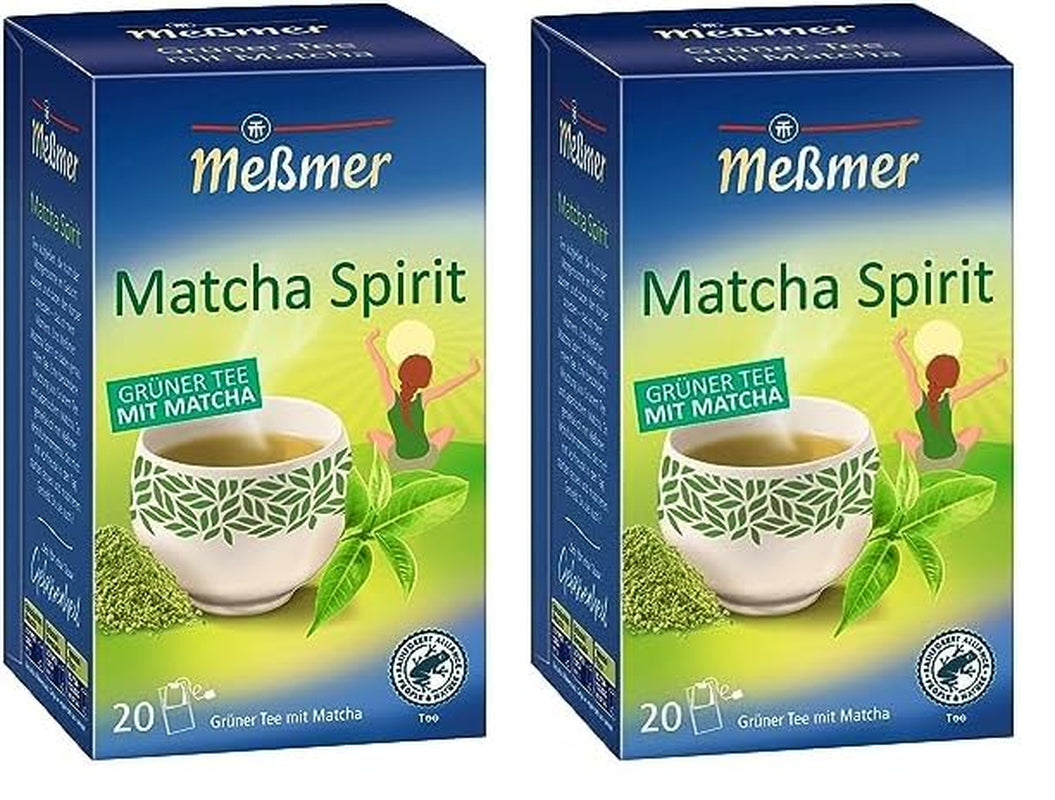 Meßmer MATCHA DUCH | Zielona herbata z Matchą | 20 torebek herbaty | wegańskie | Bezglutenowe | Bez laktozy (opakowanie 2 szt.)