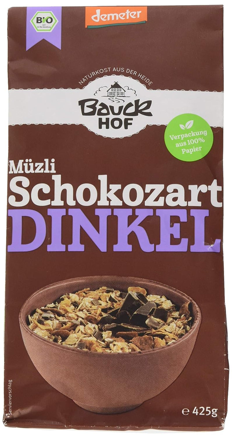 Bauck HOF Dinkelmüsli Schokozart, 425 g (opakowanie 1Er) Zboża Naty Shop 425 G (opakowanie 1Er)