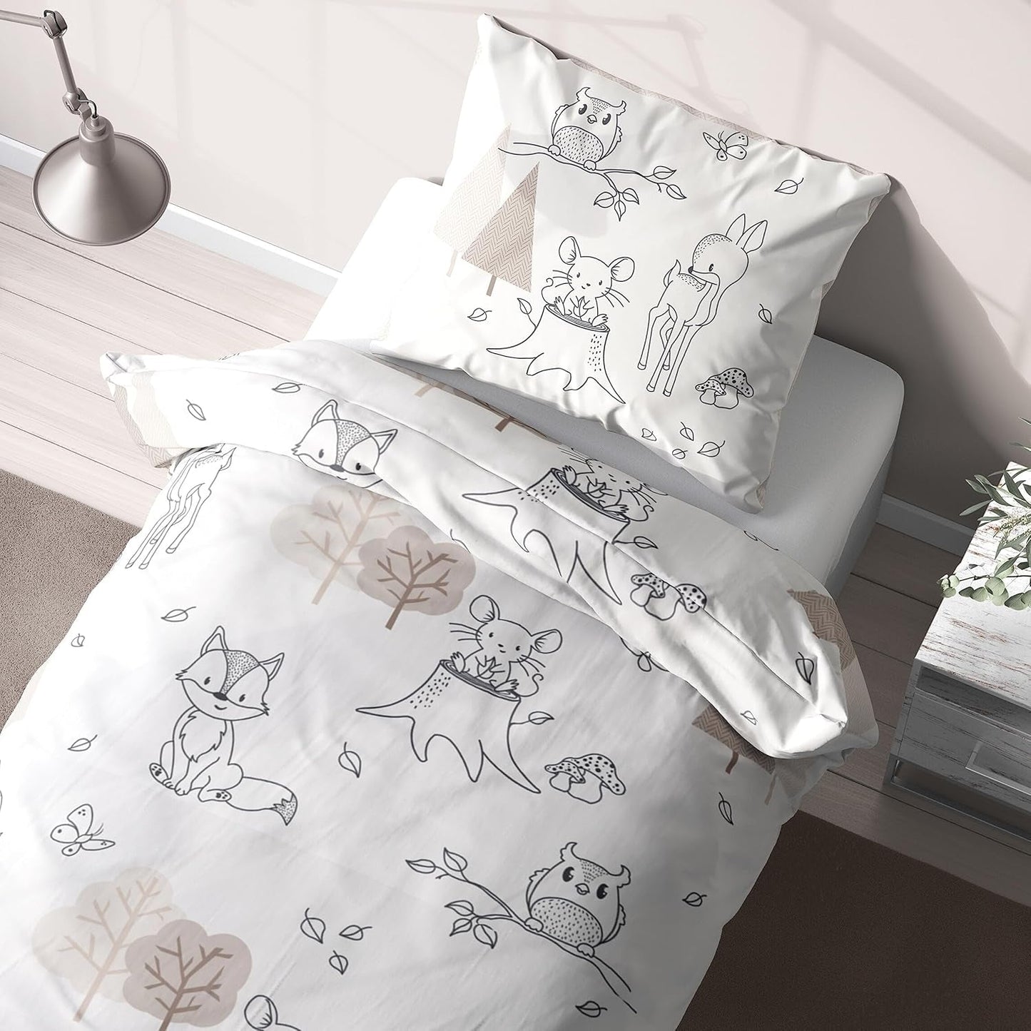 Pościel dziecięca, lis, sowa i zwierzęta leśne, 100% bawełna Pościel - dziecięca Naty Shop