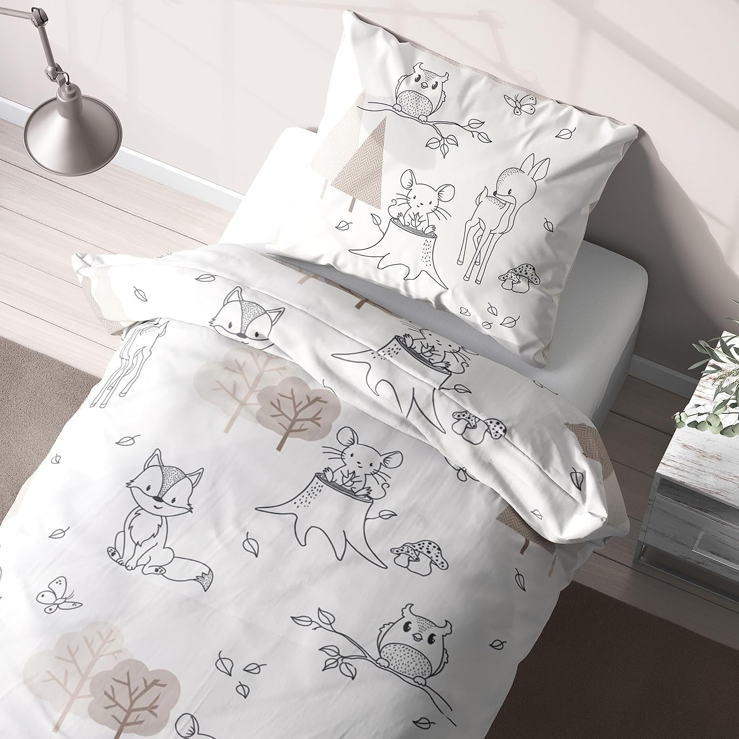 Pościel dziecięca, lis, sowa i zwierzęta leśne, 100% bawełna Pościel - dziecięca Naty Shop