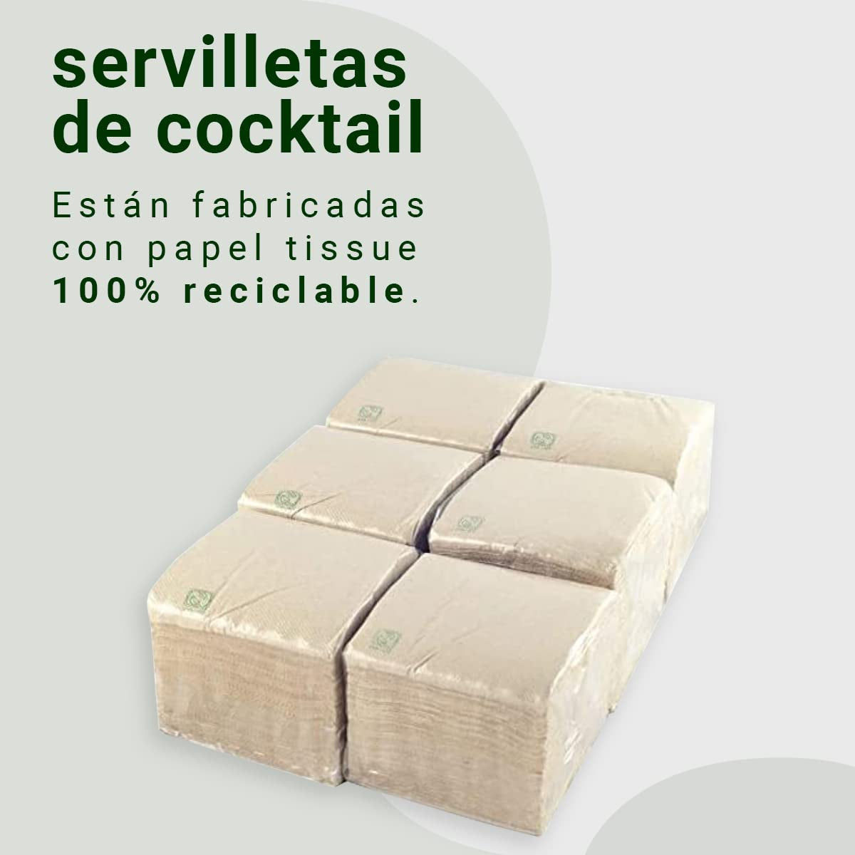 - 600 sztuk serwetek koktajlowych Bio Eco - Natural Color - W 100% nadające się do recyklingu - Micropoint - 10 X 10 Cm (złożone) i 20 X 20 Cm (rozłożone)