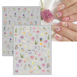 JMEOWIO Nagelsticker Frühlings Blume 9 Blatt Nail Art Naklejka Selbstklebend Nagelaufkleber Bunte Sommer Blumen Dekoration Nageldesign Zubehör