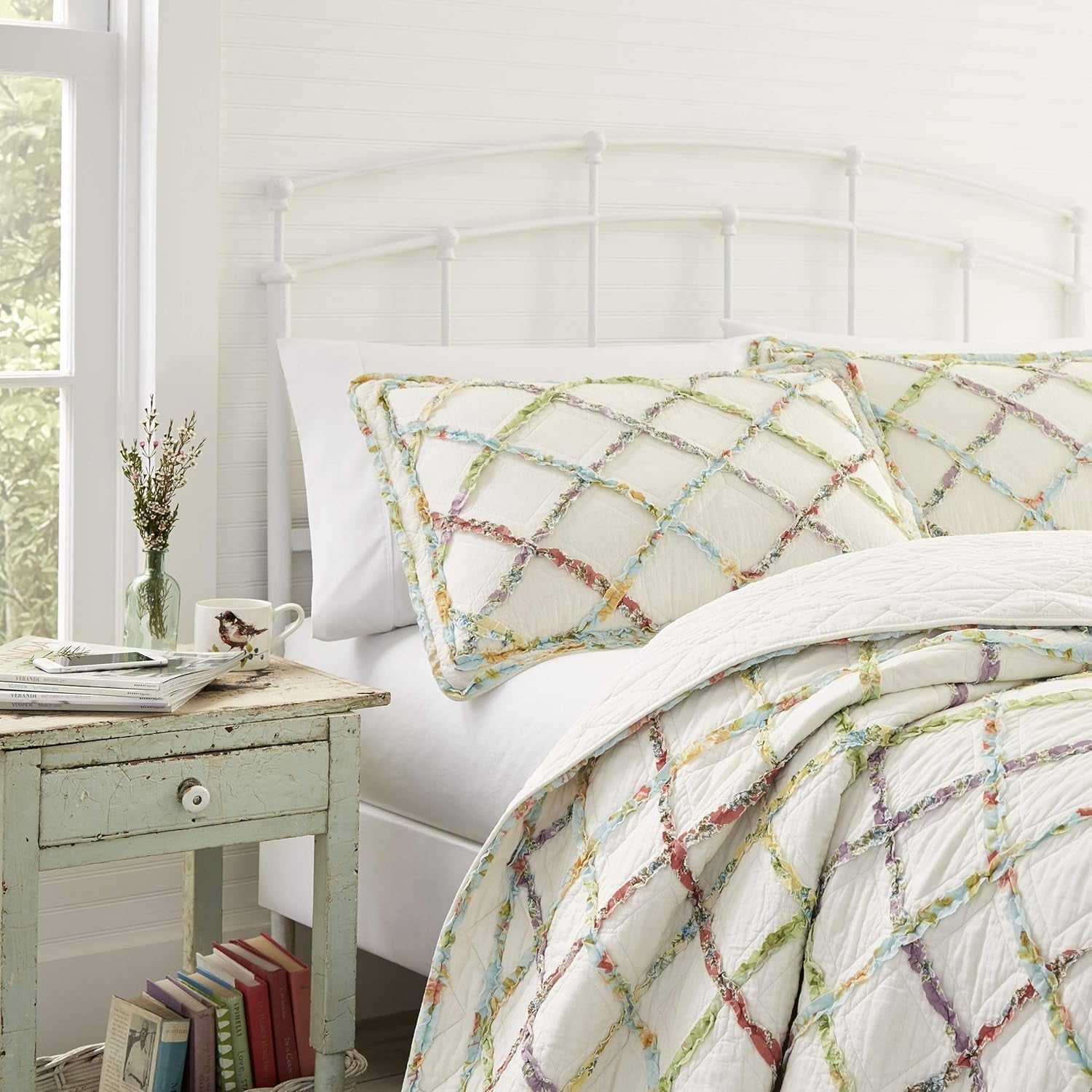 Laura Ashley Home Rüschen Garden Collection kołdra, 100% bawełna, wyjątkowo miękka, na każdą porę roku, dwustronna, elegancka, podwójne łóżko, kremowy kolor (197783) Kołdry i kołdry Naty Shop