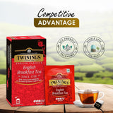 Twinings English Breakfast Black Tea 50g, 25 torebek, pełna, okrągła i mocna herbata czarna, pochodząca z najlepszych plantacji herbaty na Sri Lance i w Indiach. Herbata czarna Opakowanie 1 szt. (1 x 50 g)