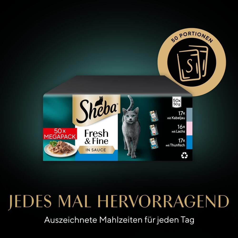 Sheba CATCARE Torba Wet Fresh & FINE (Ryba) Kawałki w sosie Dorosły 50g Opakowanie zbiorcze Standard