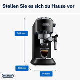 De'Longhi Dedica Style EC 685.B – Ekspres do espresso z kolbą, ekspres do kawy z profesjonalnym spieniaczem do mleka, szerokość tylko 15 cm, na kawę mieloną lub kapsułki ESE, zbiornik na wodę 1 l, kolor czarny