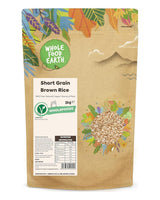 Wholefood Earth krótkoziarnisty ryż brązowy - bez GMO - naturalny - wegański - bez nabiału - bez dodatku cukru, 2 kg