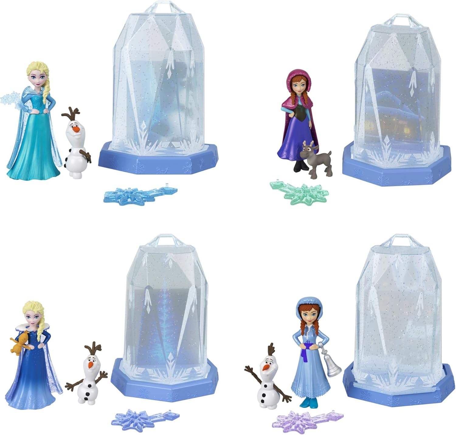 Mała lalka Mattel Disney Frozen Ice Reveal z puszystym lodowym żelem i 6 niespodziankami, zawiera figurkę przyjaciela i akcesoria (lalki mogą się różnić) HRN77