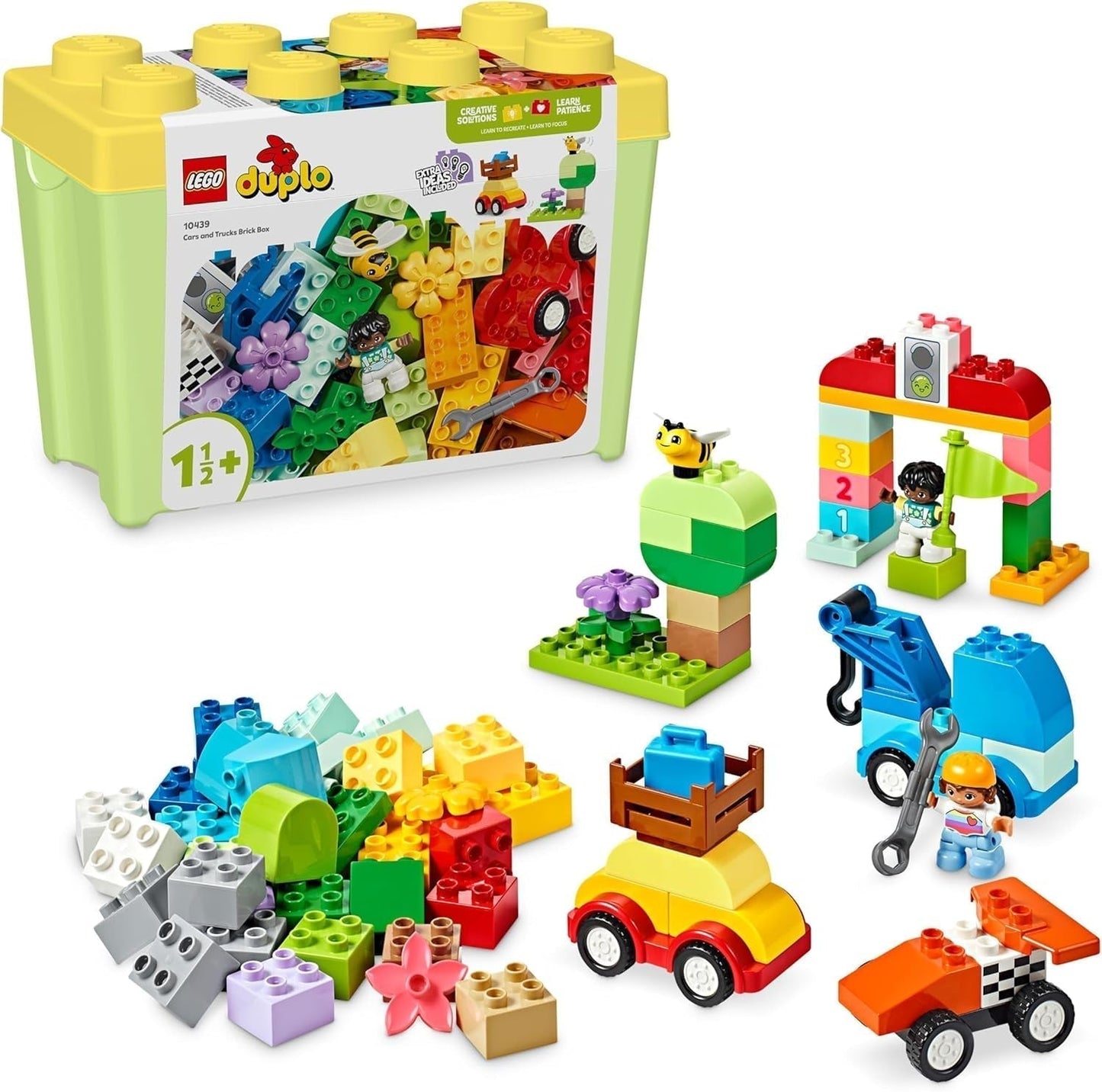 LEGO DUPLO Klasyczne samochody i ciężarówki z klocków, zestaw do zabawy pojazdami dla 1,5-letnich dzieci, kreatywna zabawka edukacyjna, zabawkowy samochód i zestaw samochodów wyścigowych 10439 Zestawy do budowania Besuche den LEGO-Store Default Title