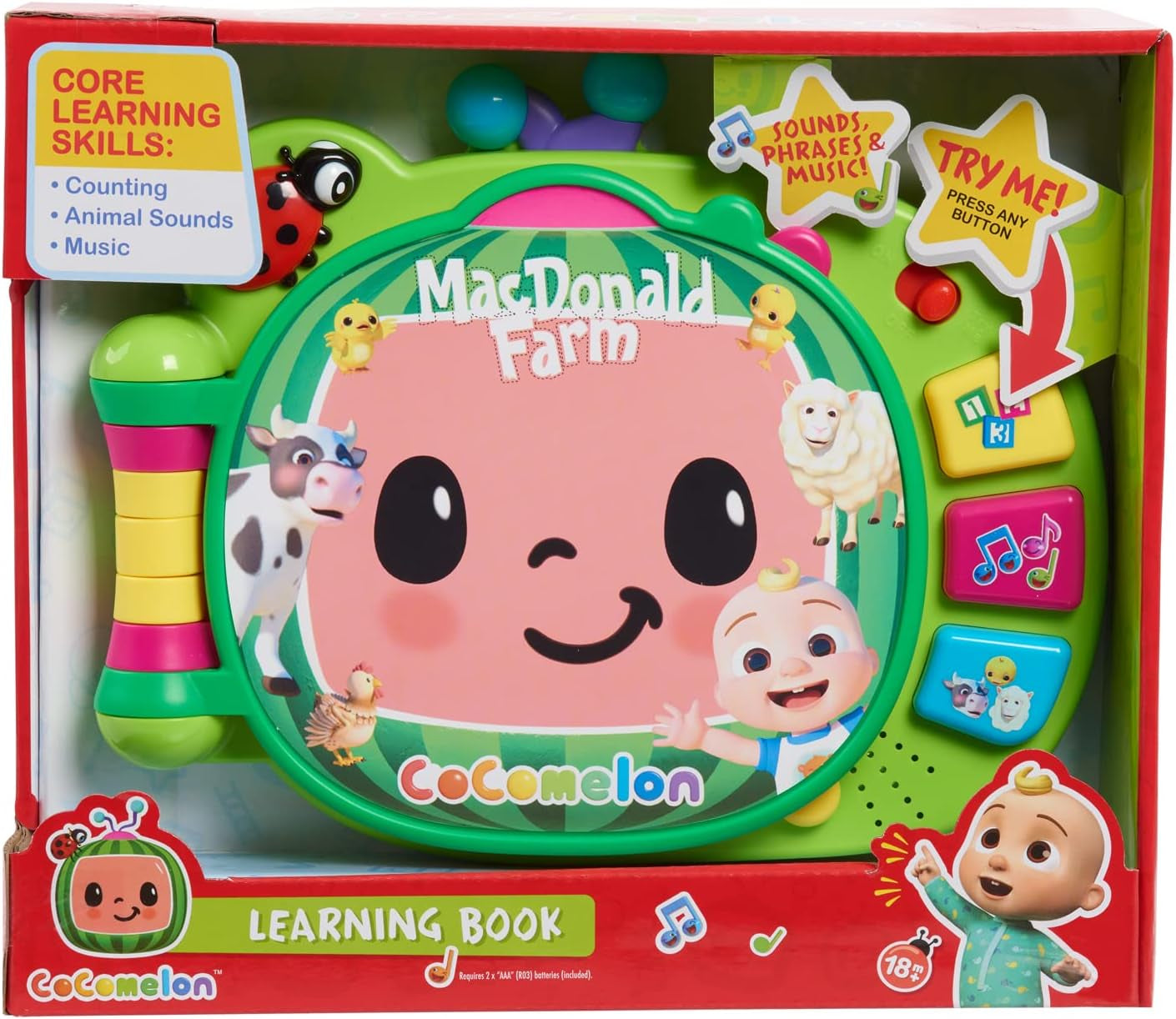CoComelon, książeczka edukacyjna J.J, funkcje edukacyjne i elektronika, zabawka dla dzieci od 18 miesiąca, CCM10 (wersja francuska) Bebe Toys Naty Shop