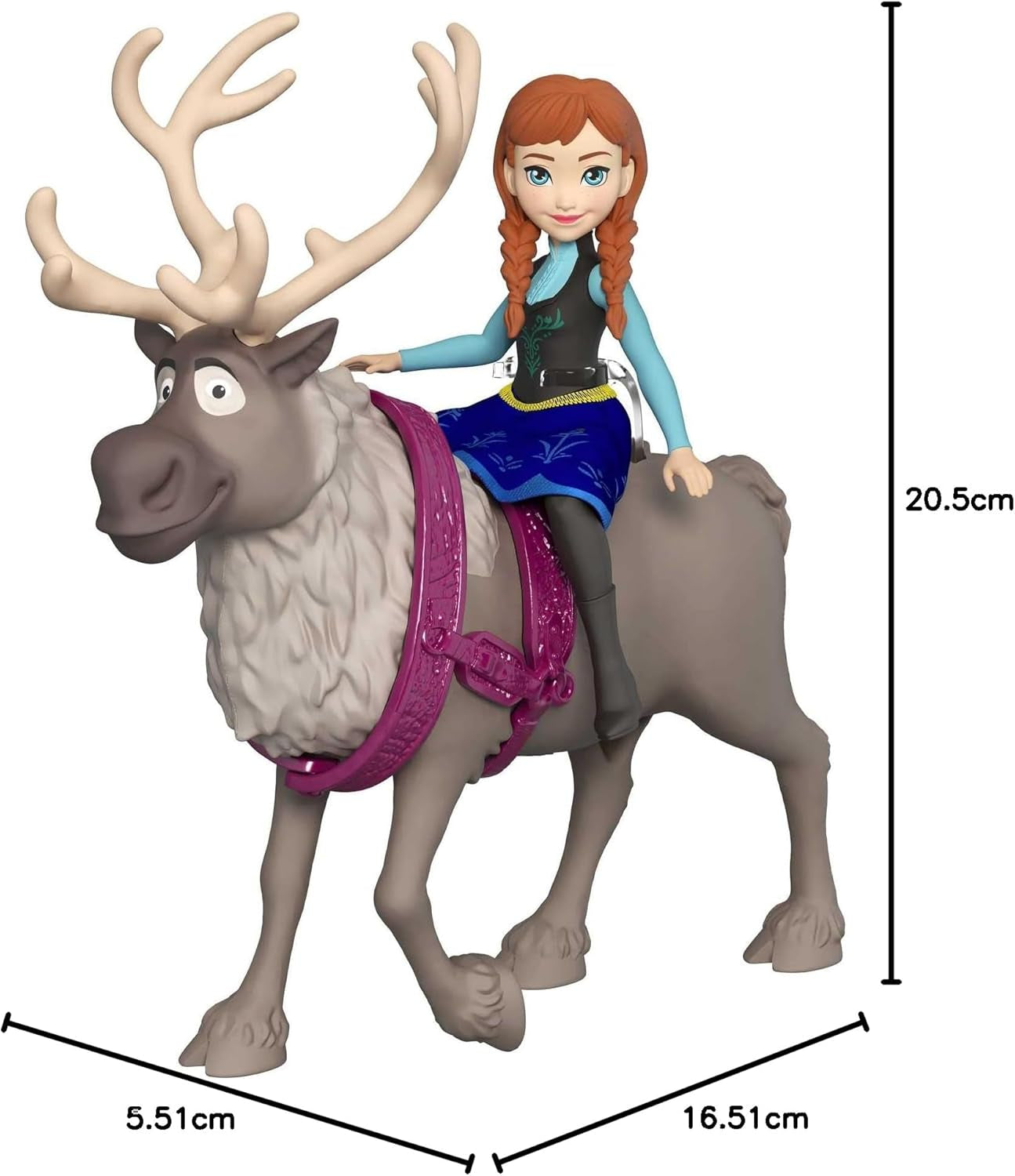 Mattel DISNEY Królowa Lodu Anna i Sven Lalka i figurka zwierzęcia, inspirowana animowanymi postaciami, ruchome kończyny, odpinana spódnica i peleryna, dla dzieci w wieku od 3 lat i więcej, HLX03 Lalki Naty Shop