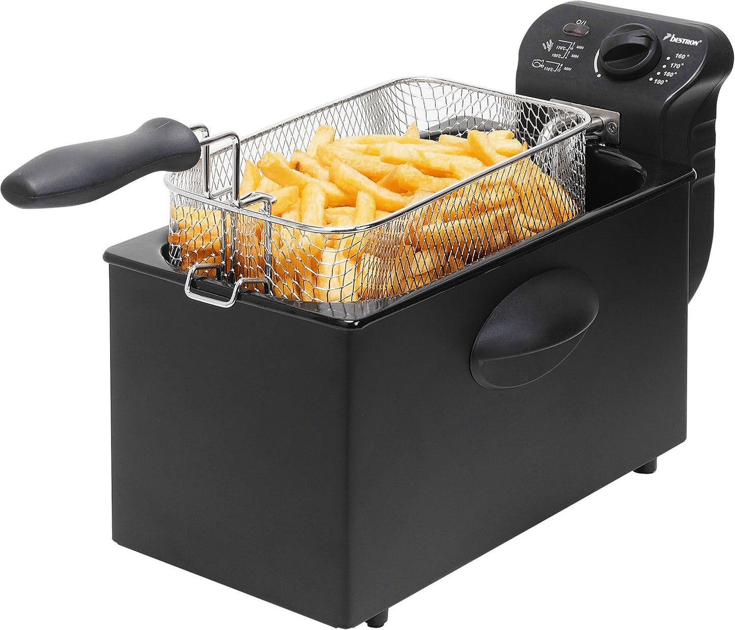 Frytkownica olejowa Bestron z technologią zimnej strefy, 3,5 litra, 2000 W Urządzenia Naty Shop Czarny Pojedynczy
