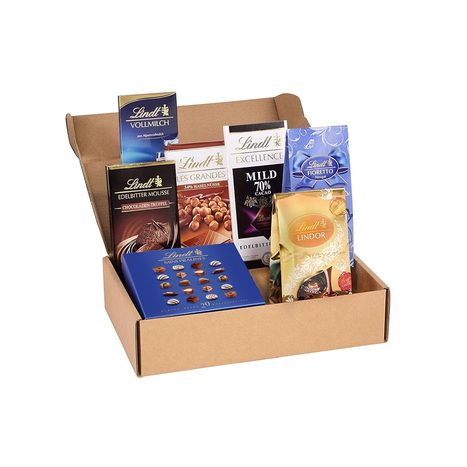 Zestaw upominkowy Lindt Czekoladowe Praliny | 477g | 5 pudełek pralinek Lindt w wariantach: Exquisite, Mini Praline, LINDOR Gift, Małe Podziękowanie, Od Serca | Prezent pralinowy | Czekoladowy prezent
