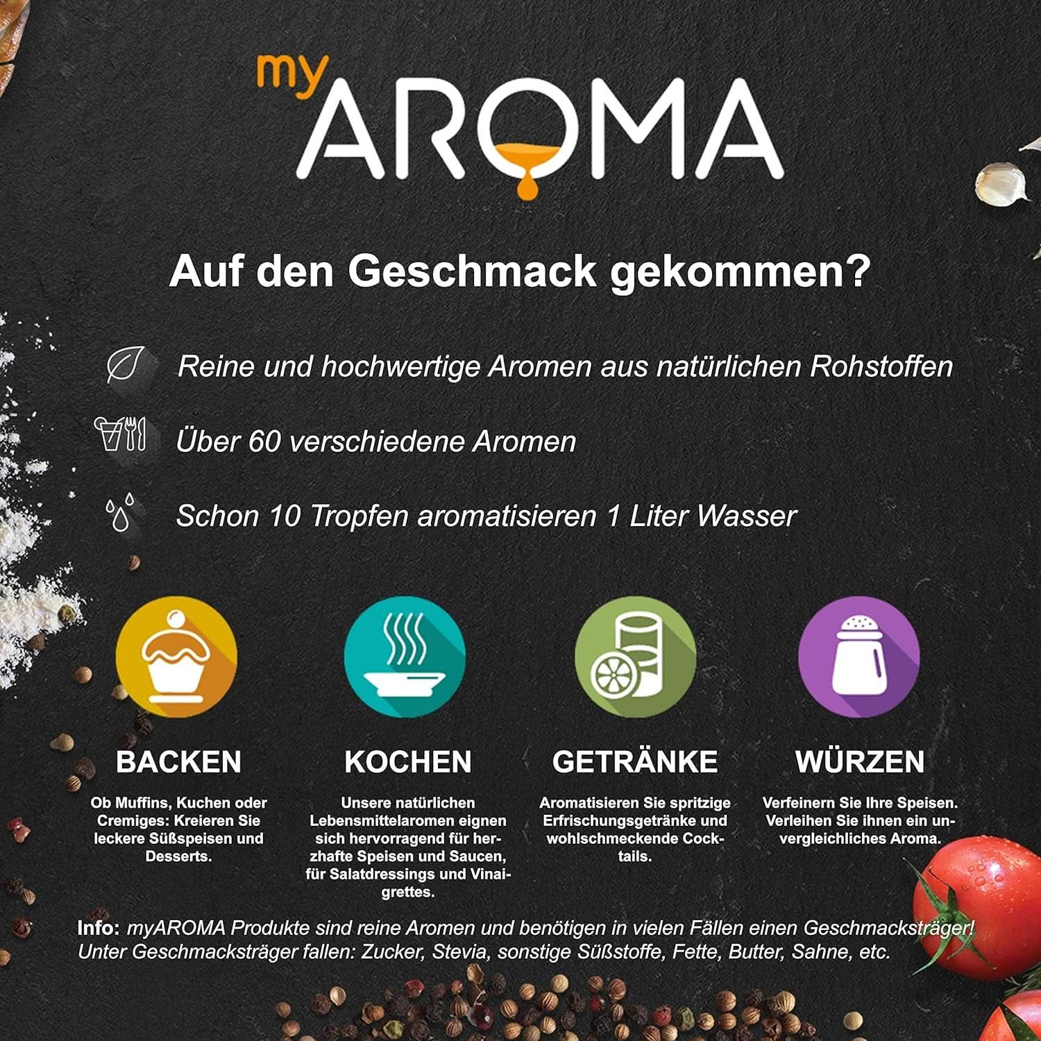 Myaroma | Zestaw: Las i łąka - Czysty naturalny aromat o smaku owocowym i o smaku owocowym (5 x 10 ml) | Bezcukrowe i niesłodzone słodziki Naty Shop