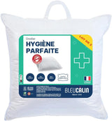 Bleu Câlin Zestaw 2 prostokątnych poduszek przeciwroztoczowych, antybakteryjnych, puszysty komfort, T 60X60 cm, 100% bawełna, doskonały asortyment higieniczny Poduszki standardowe Naty Shop