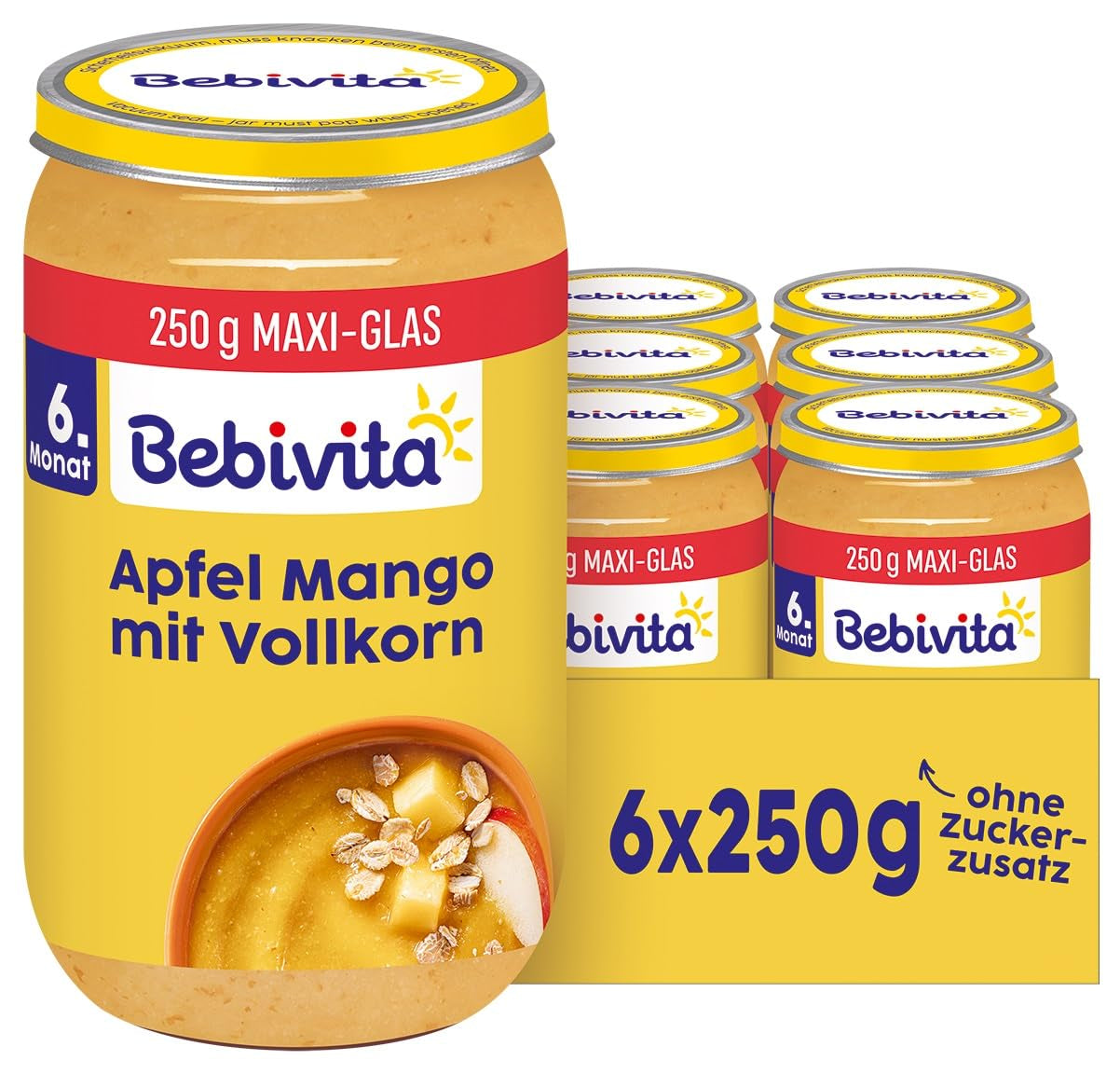 Owoce i płatki zbożowe z jabłkiem, mango i pełnymi ziarnami, 250g, opakowanie 6 szt. (6x250g)