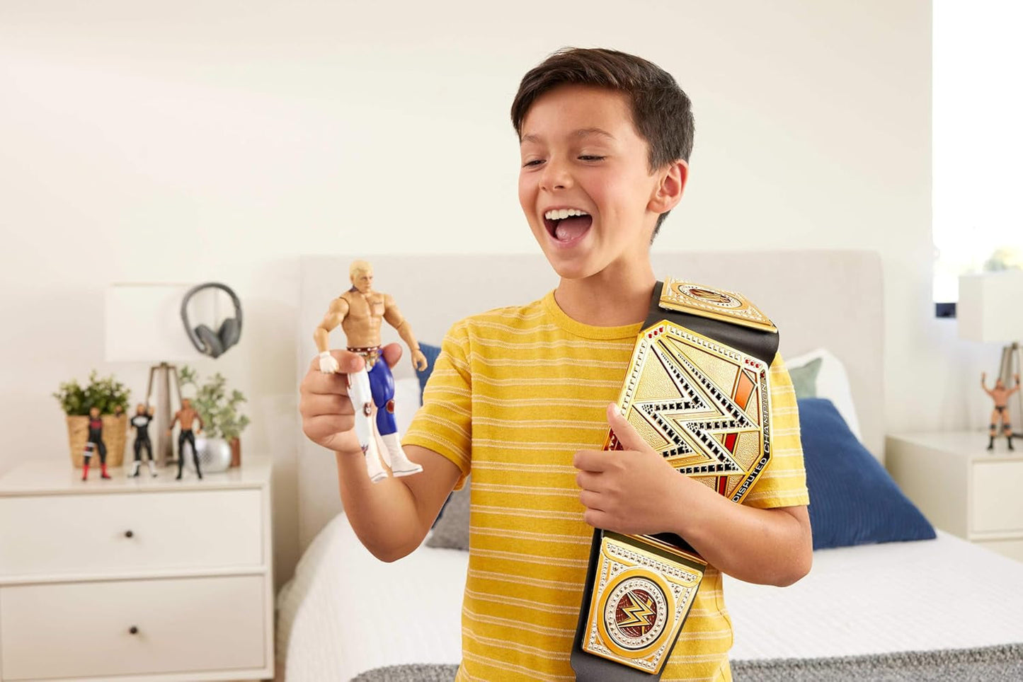 Mattel Mattel Pas mistrzowski WWE, niekwestionowane odgrywanie ról i kostium WWE Universal Championship, ok. Pasek ze sztucznej skóry o długości 100 cm z unikalnym dopasowaniem, figurki HYJ35 Naty Shop