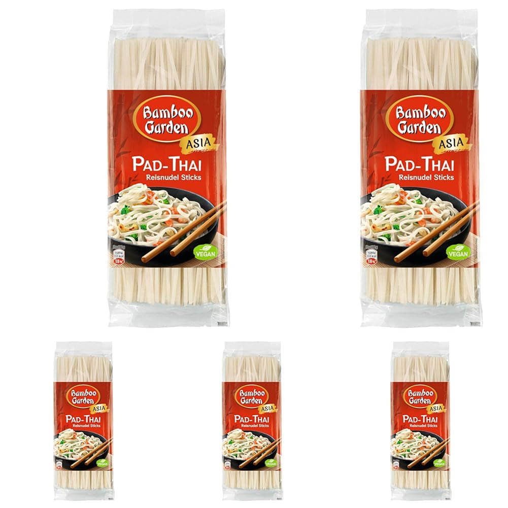 Bamboo Garden - Pałeczki z makaronem ryżowym Pad Thai, Do tradycyjnych dań z makaronem, takich jak Pad-Thai, Wegańskie, 1 x 300g (wzór opakowania może się różnić)