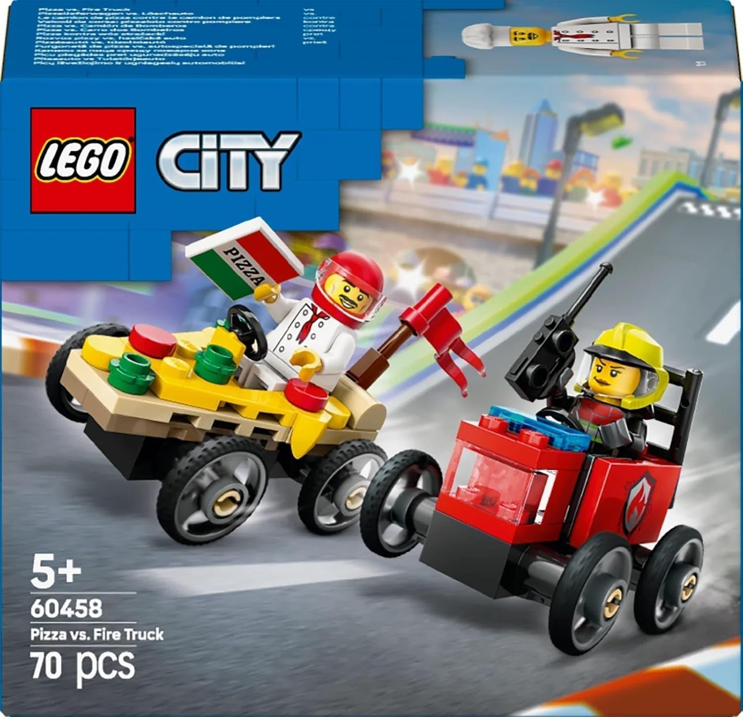 LEGO City Furgonetka dostawcza pizzy kontra. Pizza Truck — Mydelniczka dla dziewcząt i chłopców od 5 lat — Zestaw do budowania z 2 minifigurkami kierowców — Prezent urodzinowy i świąteczny 60458 Zestawy do budowania Besuche den LEGO-Store