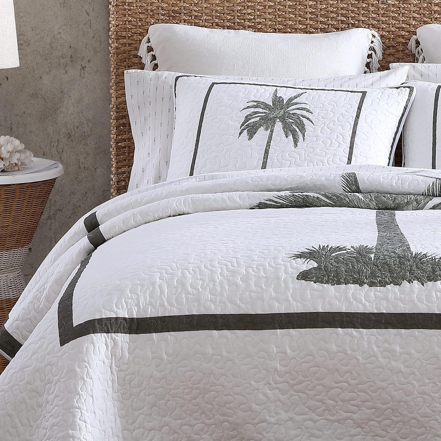 Kolekcja Tommy Bahama Palm Island | Pocieszyciel - 100% bawełna, dwustronny, miękki i oddychający, wstępnie wyprany dla dodatkowej miękkości, łóżko king size, szary Kołdry i kołdry Naty Shop
