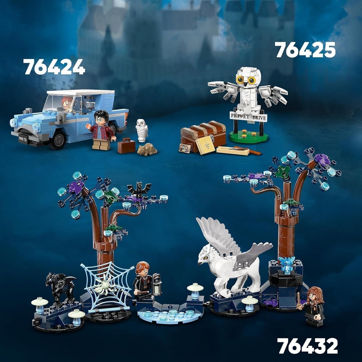 LEGO Harry Potter Latający Ford Anglia Zabawkowy samochód do zbudowania dla dzieci Prezent dla chłopców, dziewcząt i wszystkich fanów od 7. roku życia Zestaw z 2 minifigurkami, w tym Ronem Weasleyem do odgrywania ról 76424 Zestawy do budowania Besuche den LEGO-Store