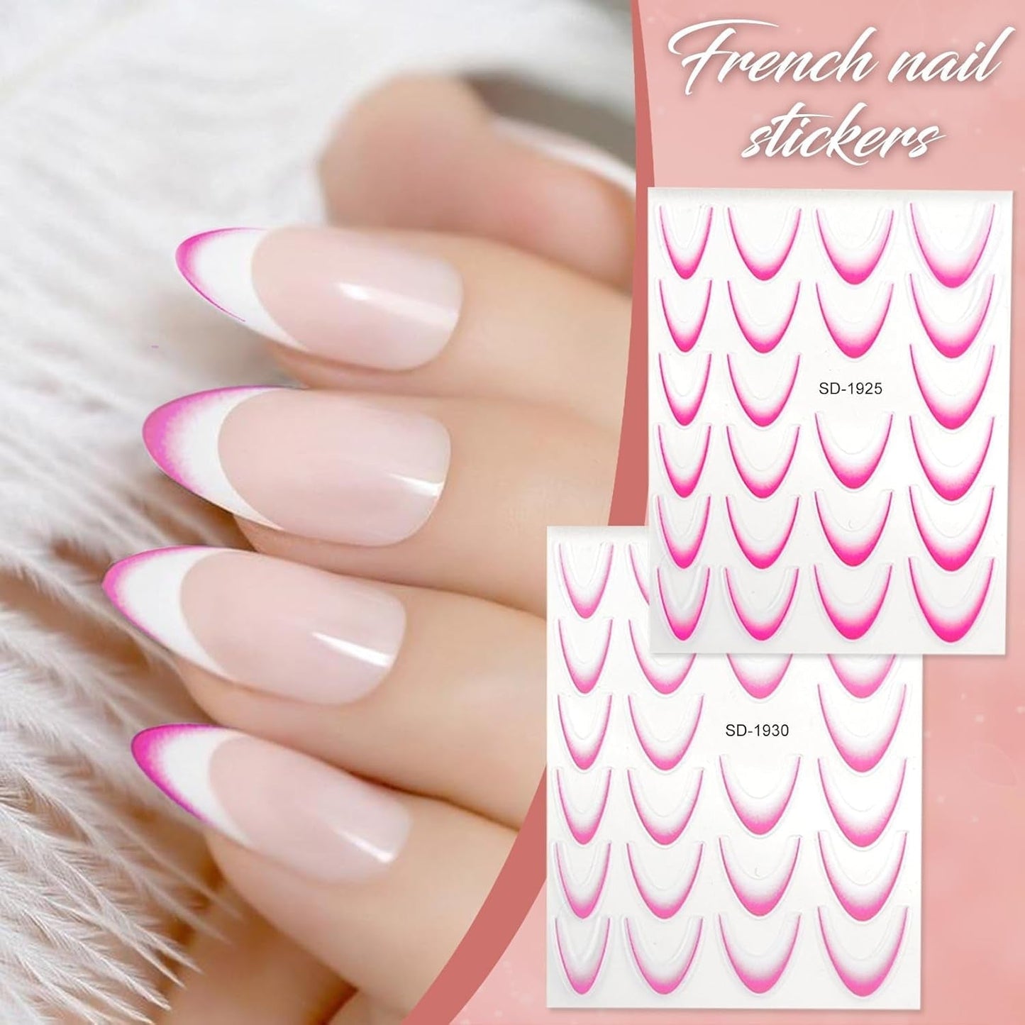 12 Stück French Tip Nagelsticker Selbstklebend Bunte French Nails Schablone Nagelaufkleber Naklejki do paznokci Nageldesign DIY Nägel Zubehör(12 Farben)