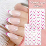 12 Stück French Tip Nagelsticker Selbstklebend Bunte French Nails Schablone Nagelaufkleber Naklejki do paznokci Nageldesign DIY Nägel Zubehör(12 Farben)