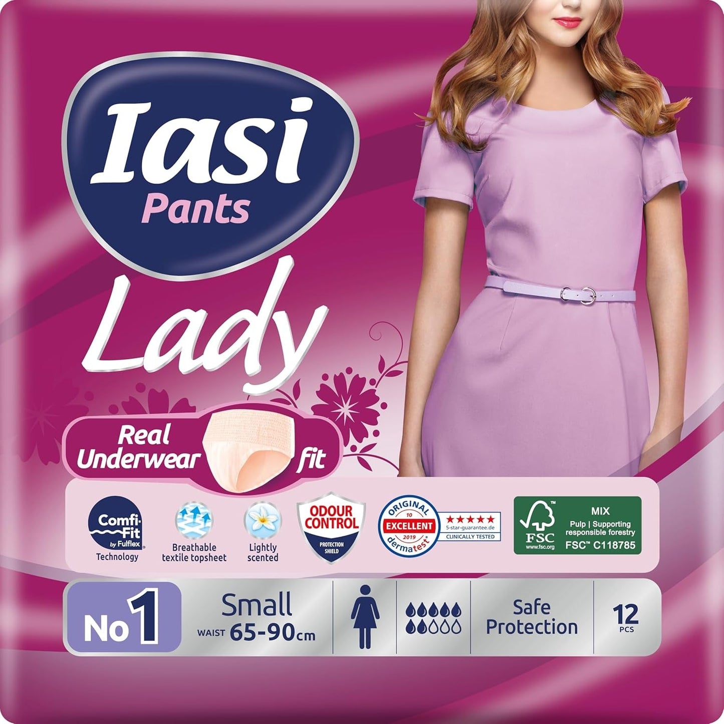 Spodnie LADY 48 Jednorazowe spodnie na nietrzymanie moczu Chłonność Plus rozmiar S dla kobiet 48 szt.