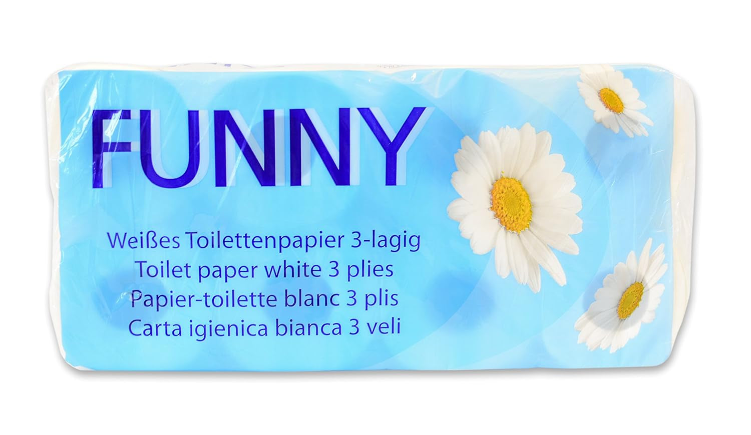 Zabawny papier toaletowy AG-014, 3 warstwy, 250 arkuszy, 9,5 cm x 11 cm, biały, opakowanie jednostkowe 8 rolek