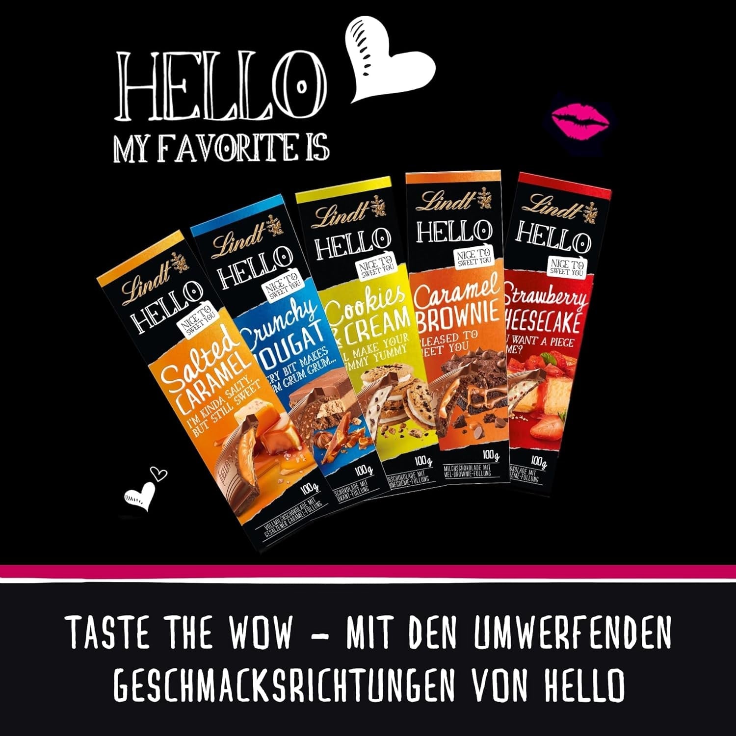Lindt HELLO Truskawkowy Sernik Czekoladowy | Batonik 100g | Czekolada mleczna z nadzieniem kremowym z twarogu truskawkowego | Tabliczka czekolady | Czekoladowy prezent