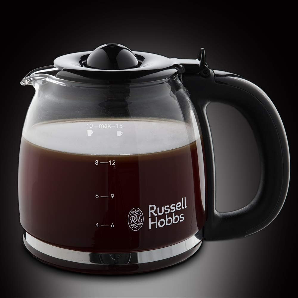 Ekspres do kawy Russell Hobbs [cyfrowy minutnik, słuchawka prysznicowa zapewniająca optymalną ekstrakcję i aromat] Colors+ Creme (1 do 10 filiżanek, szklana karafka 1,25 l, płyta grzewcza, 1100 W) Ekspres do kawy z filtrem 24033-56
